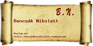 Bencsák Nikolett névjegykártya